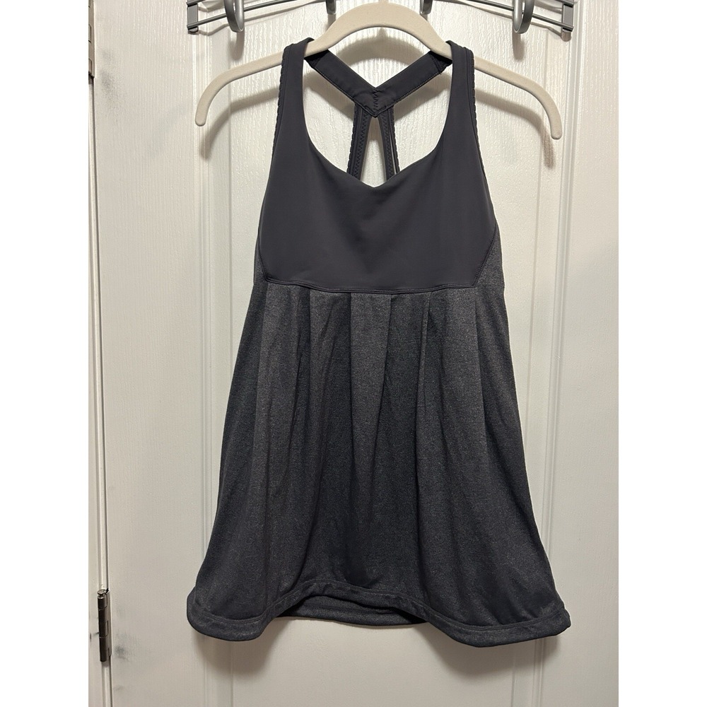 Lululemon Shirt Womens 6 Coal Gray Power Technique Tank Built‎ In Bra Top